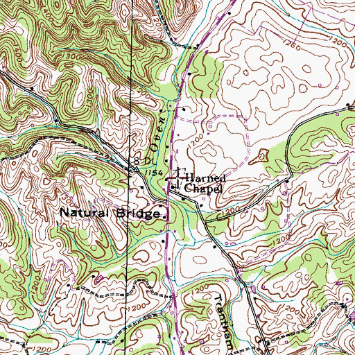 Topographic Map of Harneds Chapel Graveyard, TN