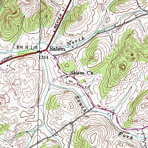 Topographic Map of Salem School (historical), TN