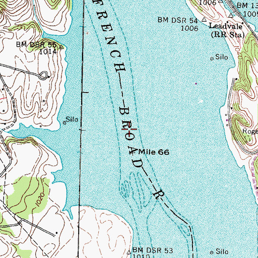 Topographic Map of Robinson Ford Shoals, TN