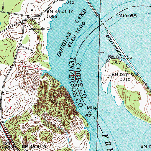 Topographic Map of Robinson Ferry Shoals, TN