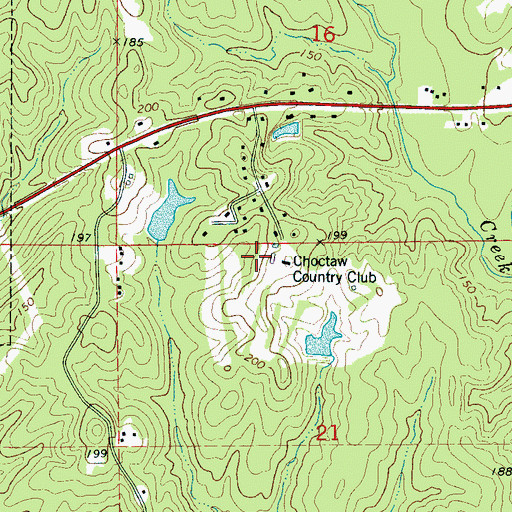 Topographic Map of Choctaw Country Club, AL
