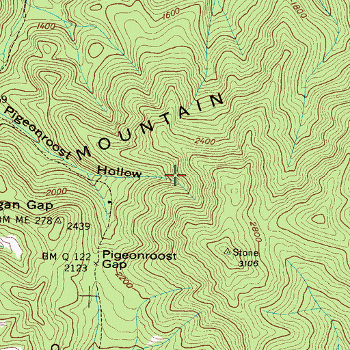 Topographic Map of White Rock Hollow Mine, TN