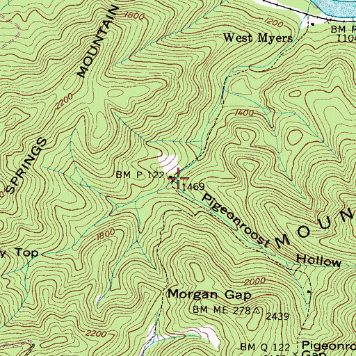 Topographic Map of Mud Tunnel Hollow, TN
