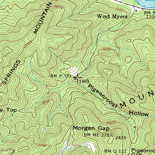 Topographic Map of Mud Tunnel Hollow, TN