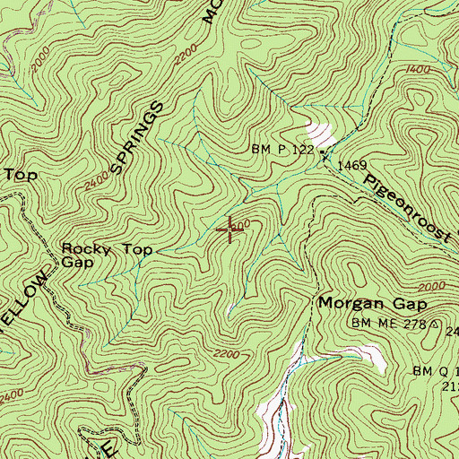 Topographic Map of Mud Tunnel Hollow Mine, TN