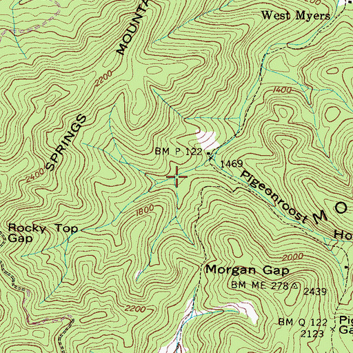 Topographic Map of Boardtree Branch, TN