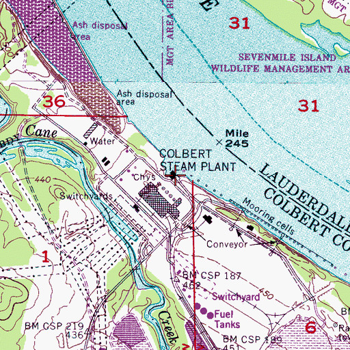 Topographic Map of Colbert Steam Plant, AL