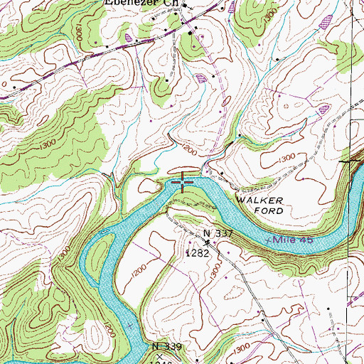 Topographic Map of Farnsworth Ferry (historical), TN