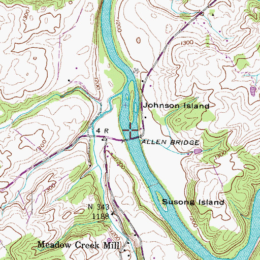 Topographic Map of Dikes Shoals, TN
