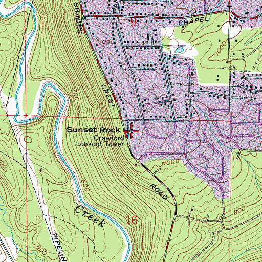 Topographic Map of Crawford Lookout Tower, AL
