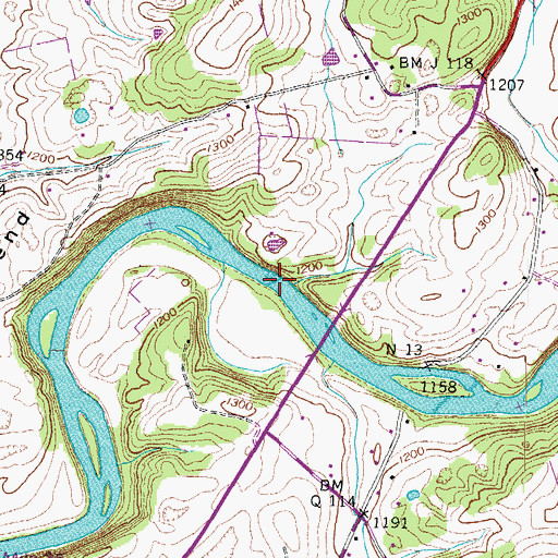 Topographic Map of Hendersons Shoals, TN