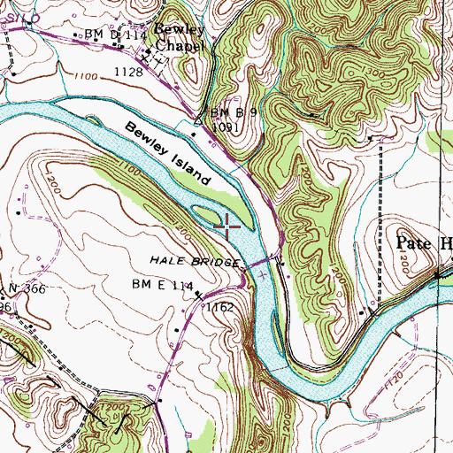 Topographic Map of Buleys Shoals, TN