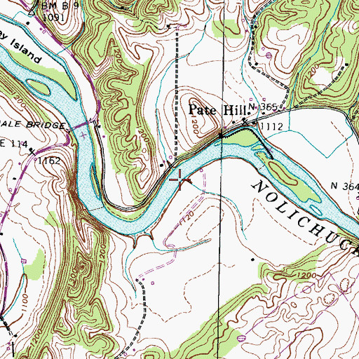Topographic Map of Nelsons Ferry (historical), TN