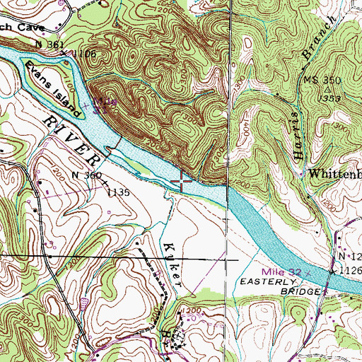 Topographic Map of Browns Shoals, TN