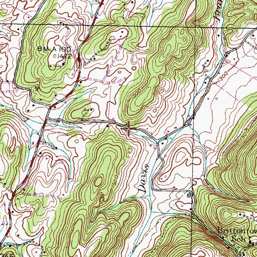 Topographic Map of Davis Spring, TN