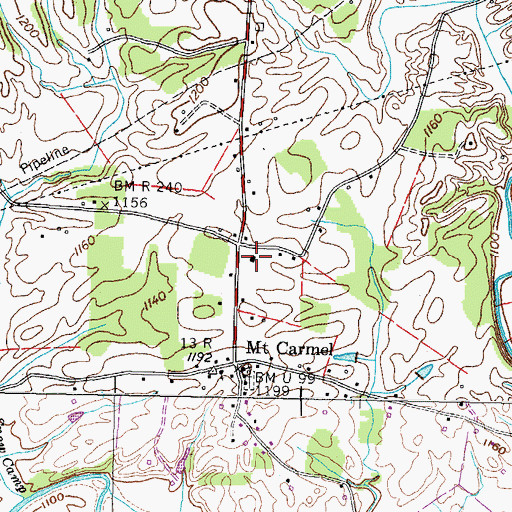 Topographic Map of Mount Carmel School (historical), TN