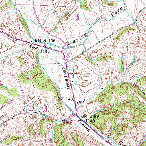 Topographic Map of Brookside School (historical), TN