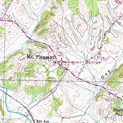 Topographic Map of Mount Pleasant School (historical), TN