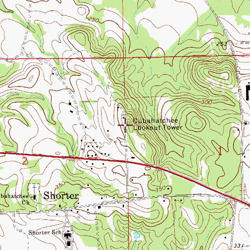 Topographic Map of Cubahatchee Lookout Tower, AL