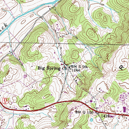Topographic Map of Big Spring, TN