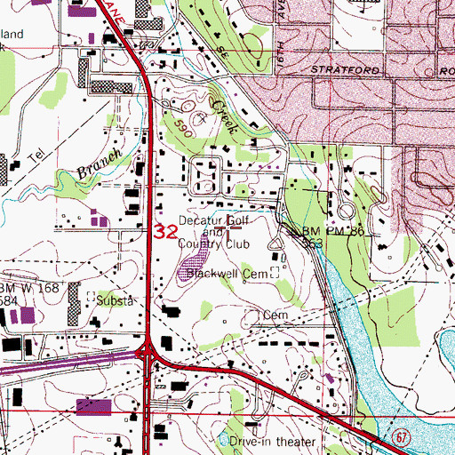 Topographic Map of Decatur Golf and Country Club, AL