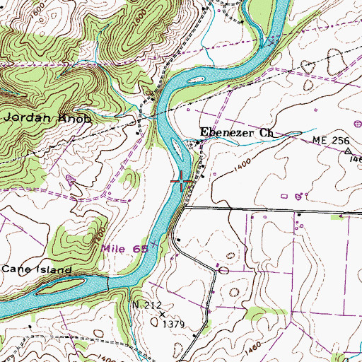 Topographic Map of F Earnests Shoals, TN