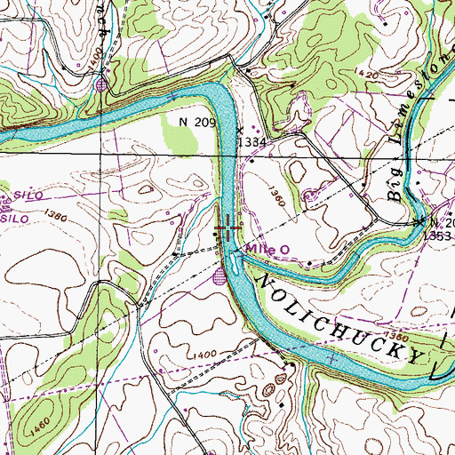 Topographic Map of Gillespies Shoals, TN