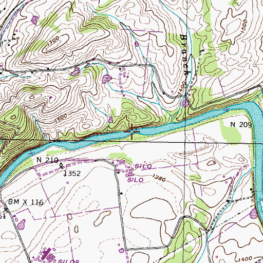 Topographic Map of H Earnests Shoals, TN