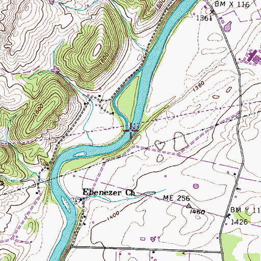 Topographic Map of L Earnests Shoals, TN