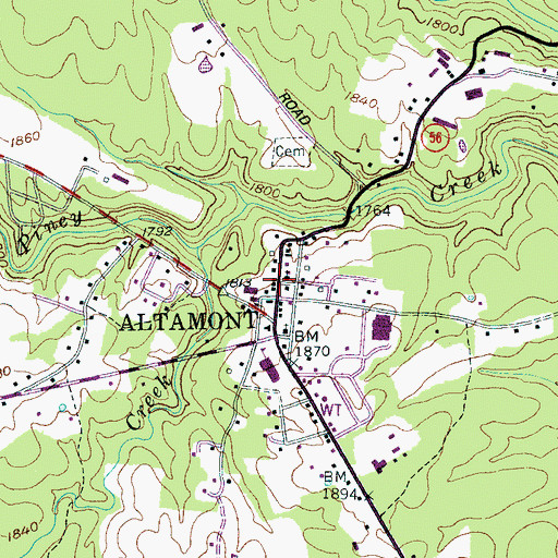 Topographic Map of Altamont Baptist Church, TN