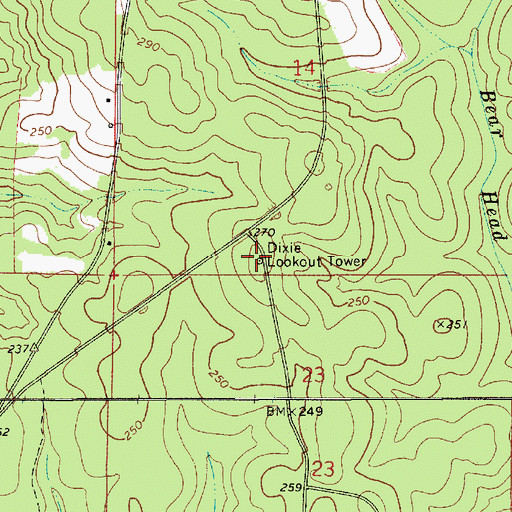 Topographic Map of Dixie Lookout Tower, AL