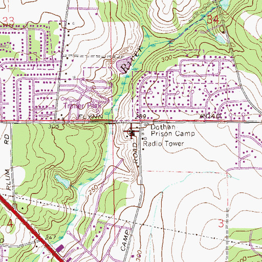 Topographic Map of Dothan Prison Camp, AL