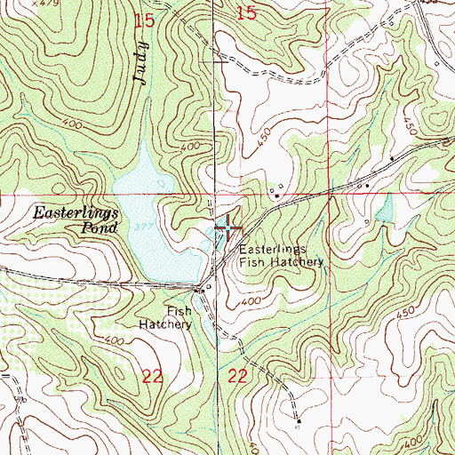 Topographic Map of Easterlings Fish Hatchery, AL