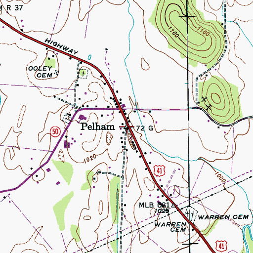 Topographic Map of Pelham United Methodist Church, TN