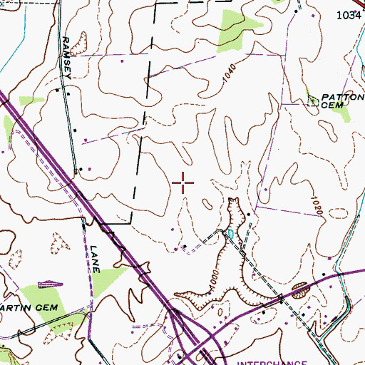 Topographic Map of Pelham Valley, TN