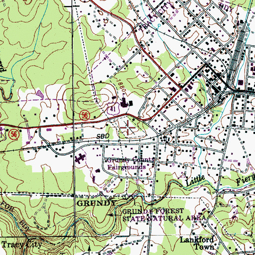Topographic Map of Tracy City Cemetery, TN