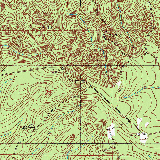 Topographic Map of Elm Bluff Lookout Tower, AL