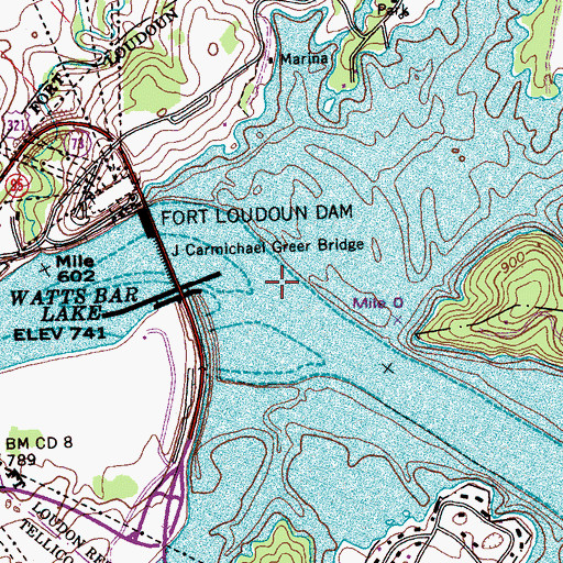 Topographic Map of Bell Canton Shoals, TN