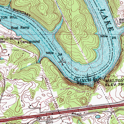 Topographic Map of Bogles Shoals, TN