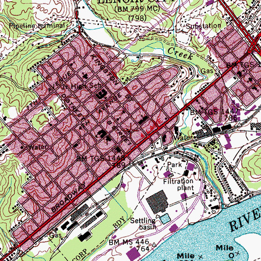 Topographic Map of Central United Methodist Church, TN