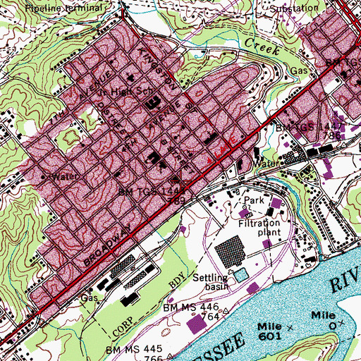 Topographic Map of Calvary Baptist Church, TN