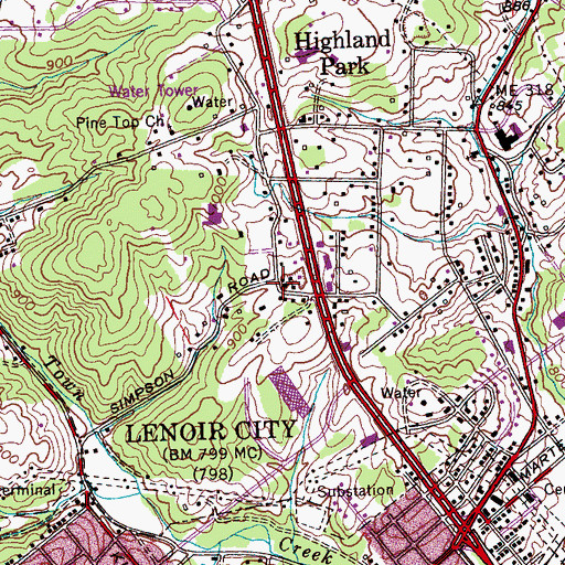 Topographic Map of Church of Christ, TN