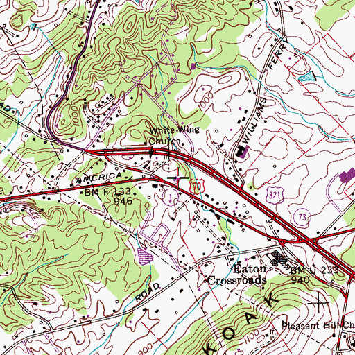 Topographic Map of Community Baptist Church, TN