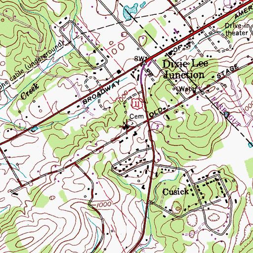 Topographic Map of Dixie Lee Baptist Church, TN