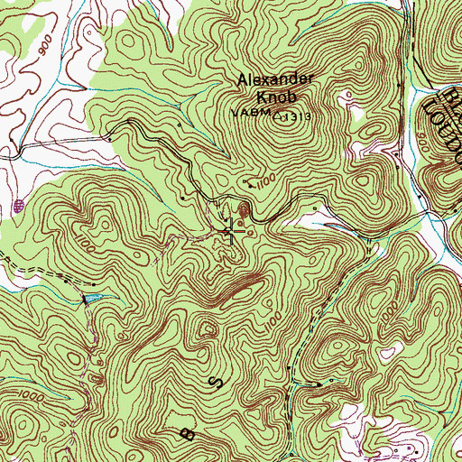 Topographic Map of Alexander Quarry, TN