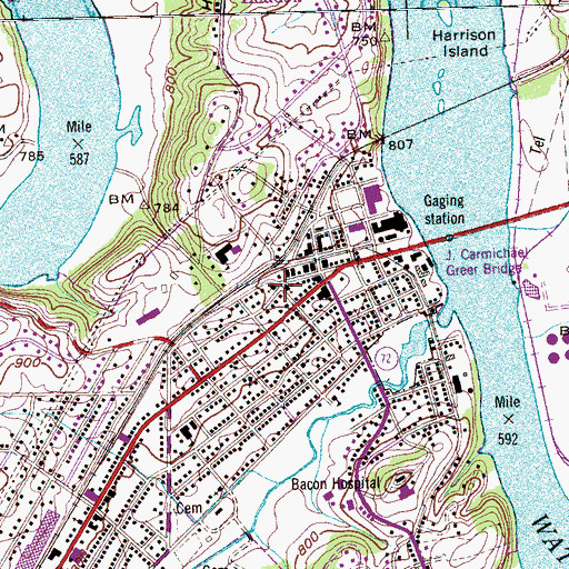 Topographic Map of First Baptist Church, TN