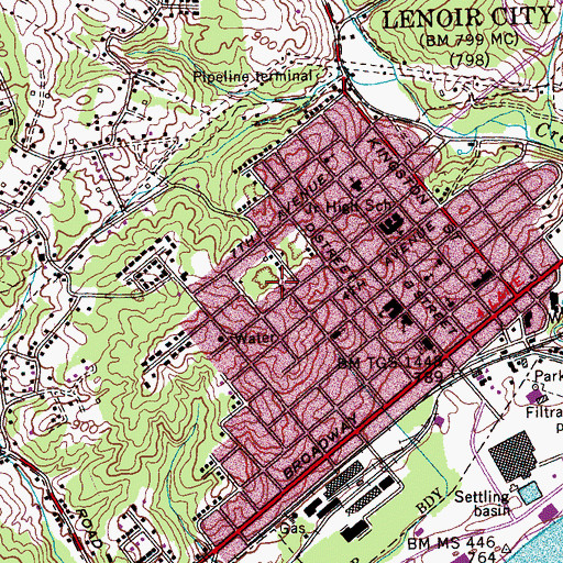 Topographic Map of First Church of the Nazarene, TN