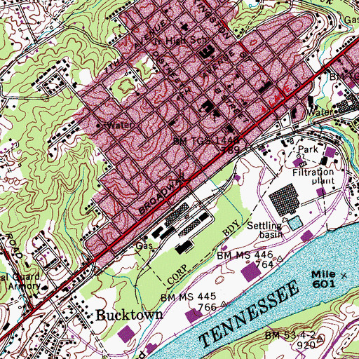 Topographic Map of Lighthouse Baptist Church, TN