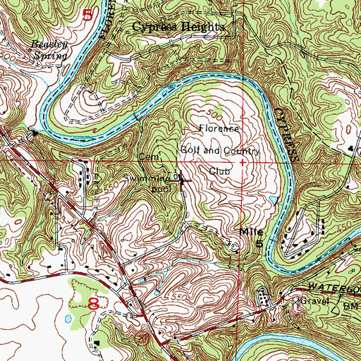 Topographic Map of Florence Golf and Country Club, AL