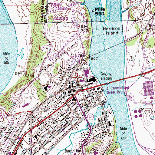 Topographic Map of Loudon City Hall, TN